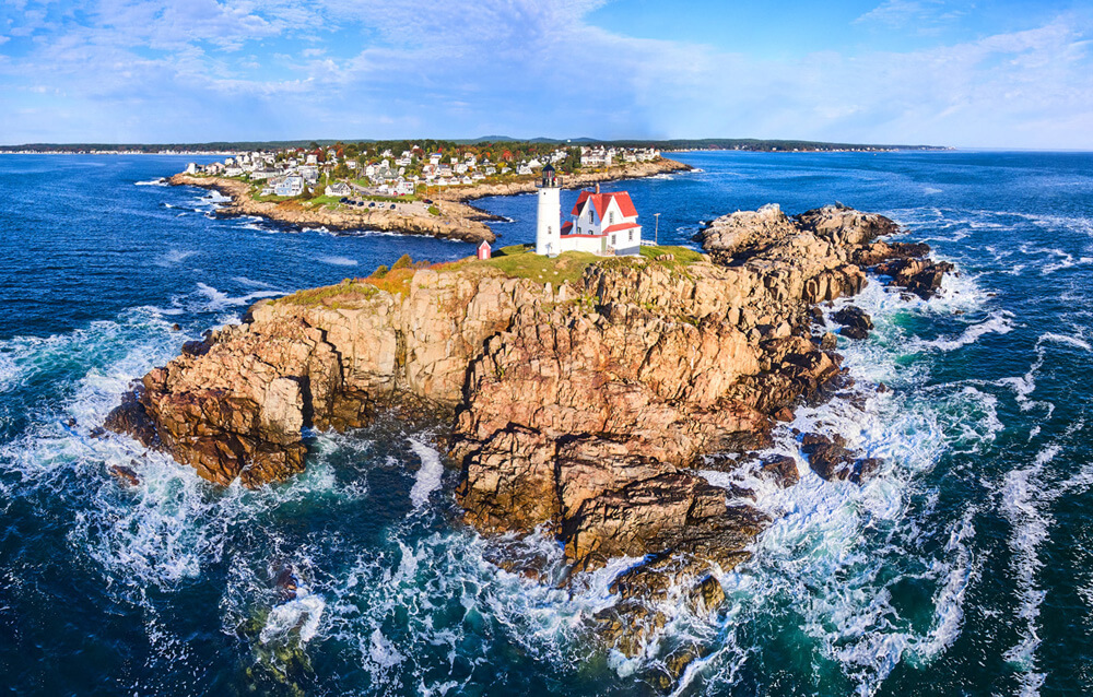 2022-10 ME Nubble Lighthouse Aerial Pano 05-10