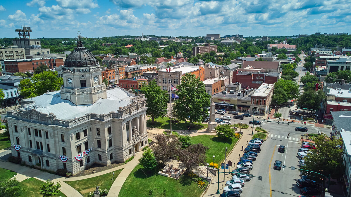 Aerial of Courthouse and The Square