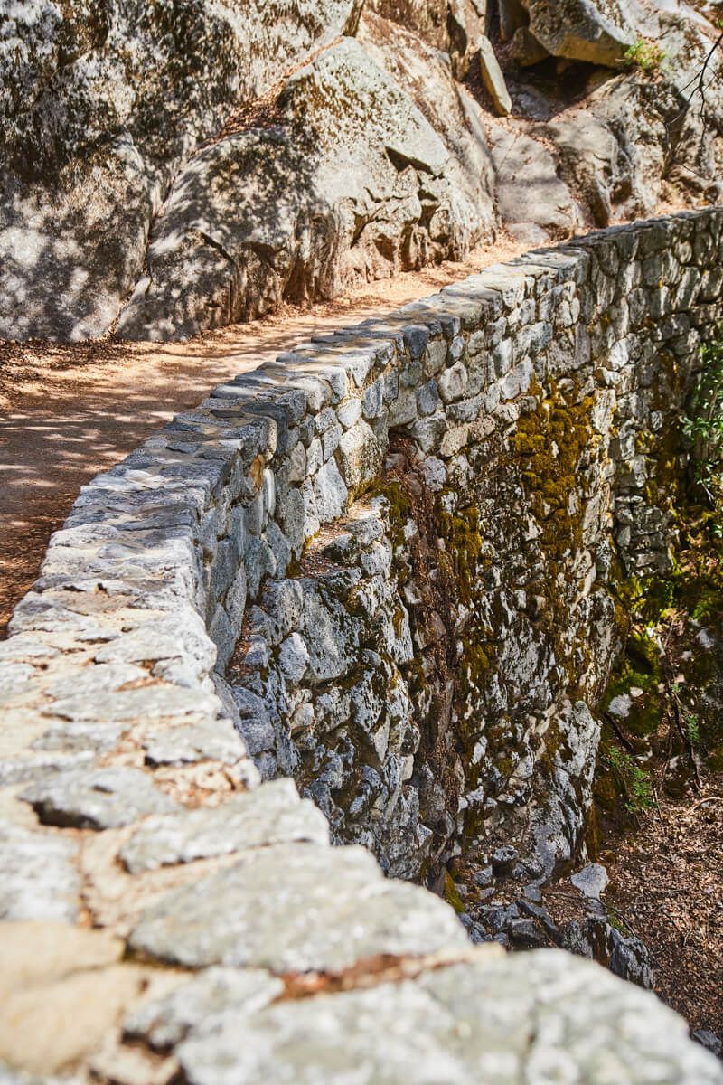 Stone walls along trail
