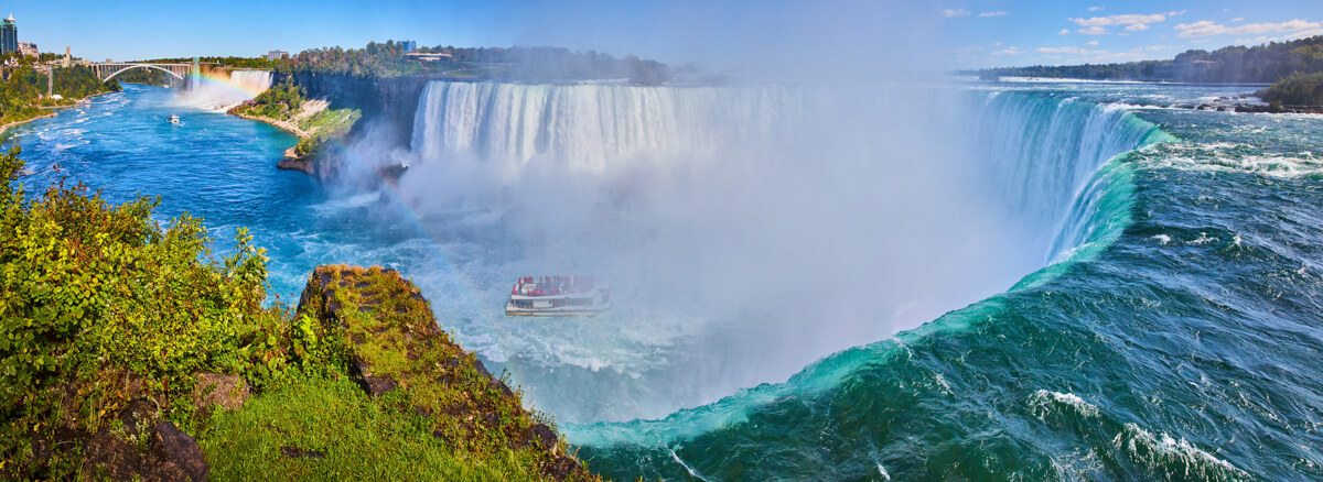 Panorama on the edge of Horseshoe Falls from Canada