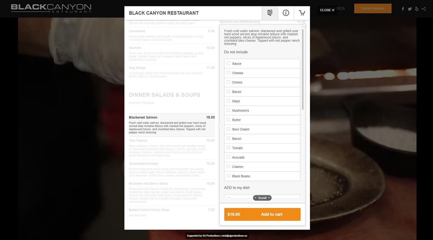 Online Ordering Dish Details