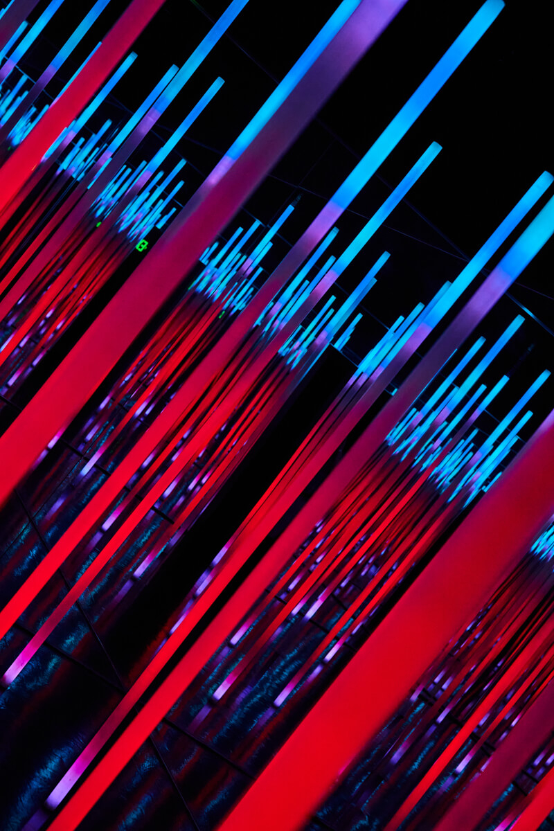 Infinity room LED poles changing colors