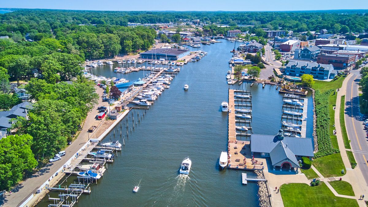 Aerial of ports at South Haven