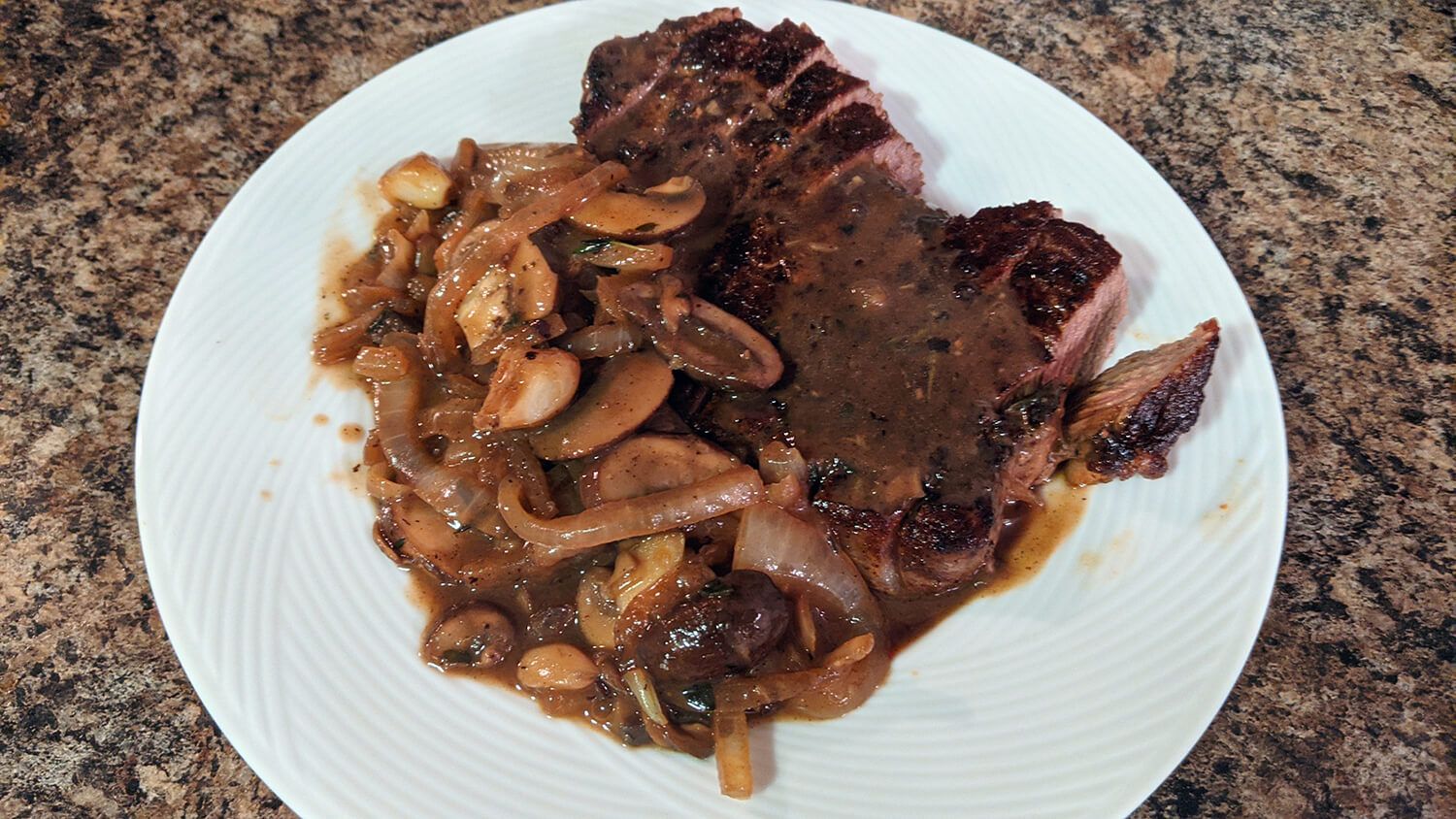 12. Steak with Pan Sauce, Mushrooms, & Onion