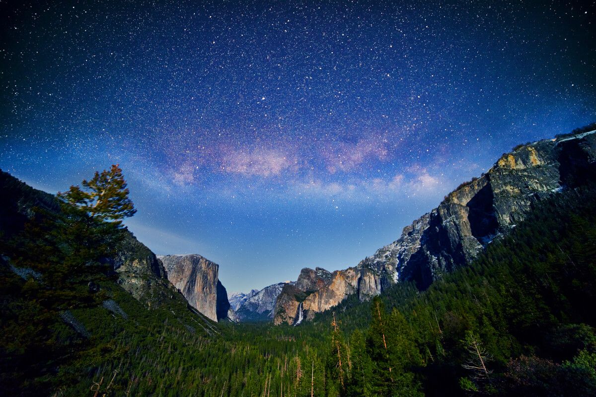 Tunnel View at night with milky way